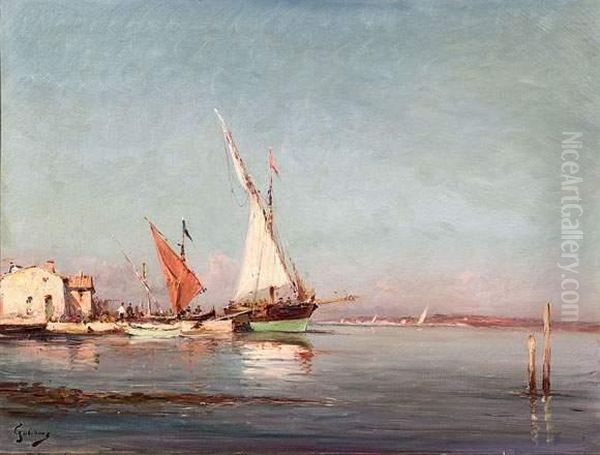 Paysages Aux Martigues. Oil Painting by Alfred Godchaux