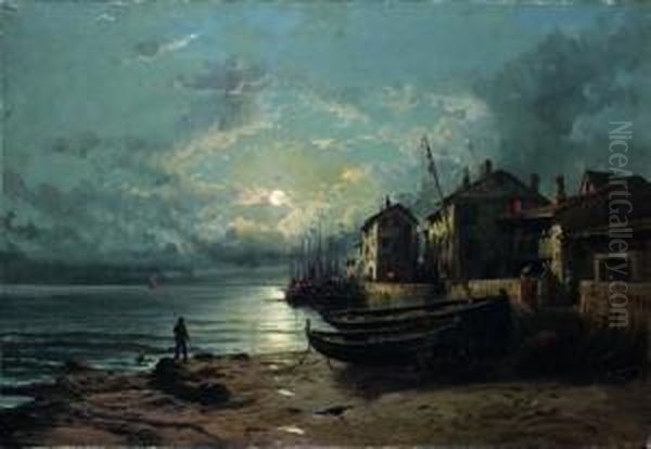 Le Clair De Lune Sur Une Berge Oil Painting by Alfred Godchaux