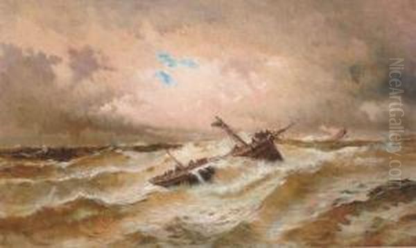 Navire Dans La Tempete Oil Painting by Alfred Godchaux