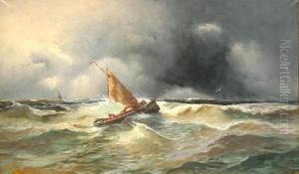 Barque De Peche Dans La Vague Oil Painting by Alfred Godchaux