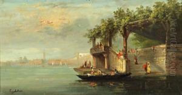 Le Jardin Des Francais, Venise Oil Painting by Emile Godchaux