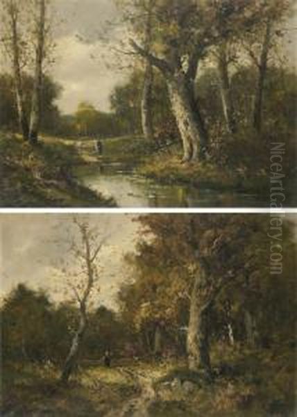 Etang Au Milieu D'un Paysage Forestier Oil Painting by Emile Godchaux