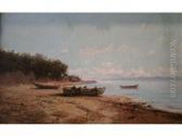 Depart Pour La Peche A Arcachon Oil Painting by Emile Godchaux