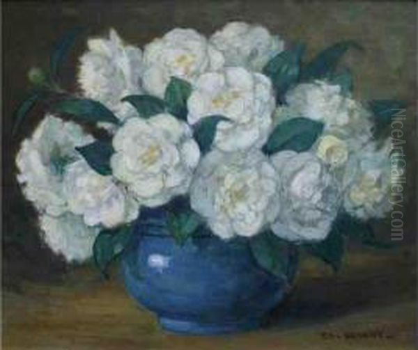 Les Camelias Oil Painting by Charles Leon Godeby