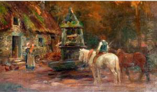 Le Retour Des Champs Oil Painting by Charles Leon Godeby