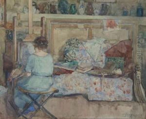 L'atelier De L'artiste Oil Painting by Ernst Jean Joseph Godfrinon