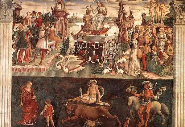 Allegory of April- Triumph of Venus (detail 1) 1476-84 Oil Painting by Francesco Del Cossa