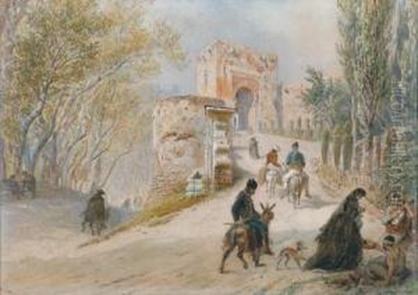 A Moorish Gate In The South Of Spain Oil Painting by Carl Goebel