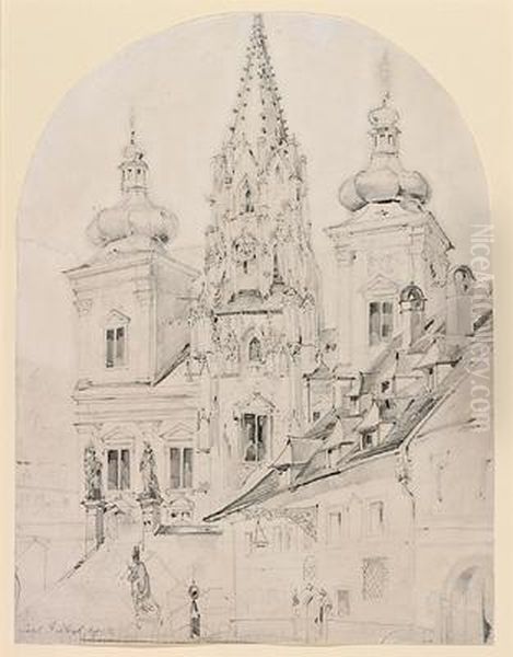 Wallfahrtskirche In Mariazell Oil Painting by Carl Goebel