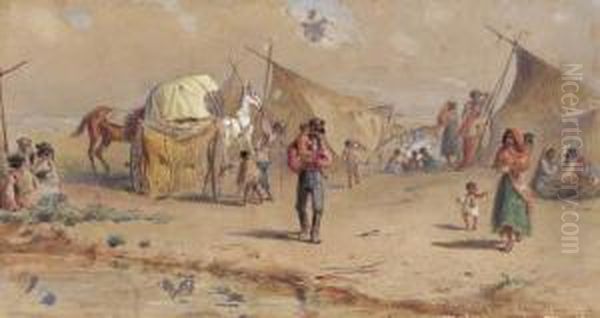 Gypsy Camp Oil Painting by Carl Goebel