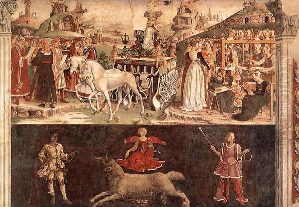 Allegory of March- Triumph of Minerva (detail 1) 1476-84 Oil Painting by Francesco Del Cossa