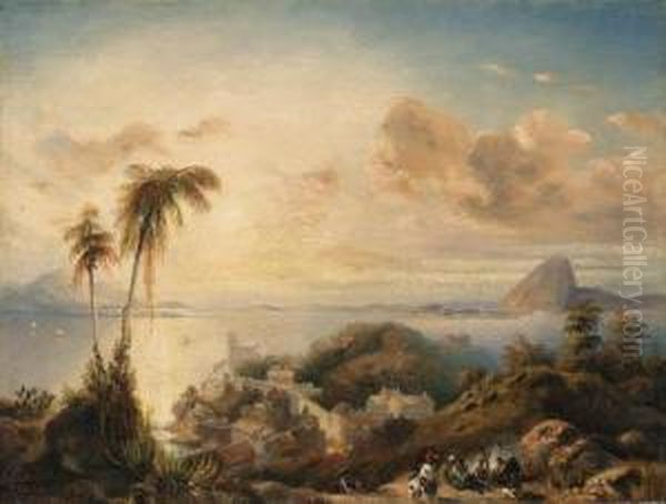 The Bay Of Rio De Janeiro, 
Looking From Santa Teresa Over Thegloria, The Sugar Loaf Beyond Oil Painting by Anton Goering