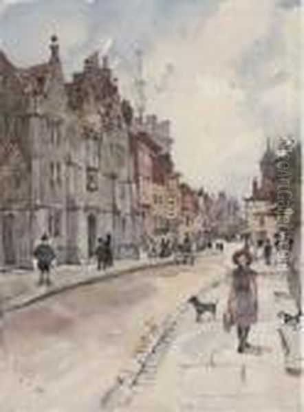 The High Street, Guildford Oil Painting by Robert Charles, Goff Col.