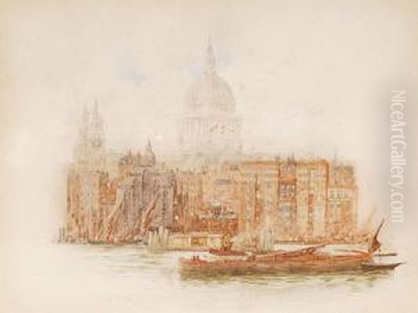 'st Paul's From Bankside' Oil Painting by Frederick E.J. Goff