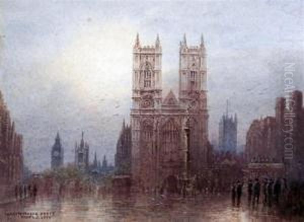 'tower Bridge', 'st Pauls From Bankside' And 'westminsterabbey' Oil Painting by Frederick E.J. Goff