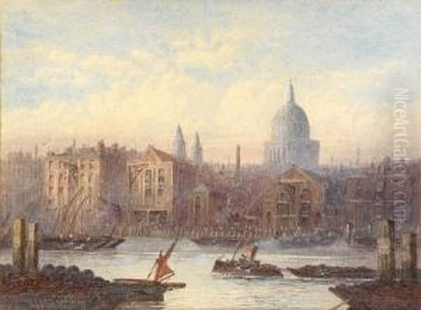 St. Pauls From Bankside Oil Painting by Frederick E.J. Goff