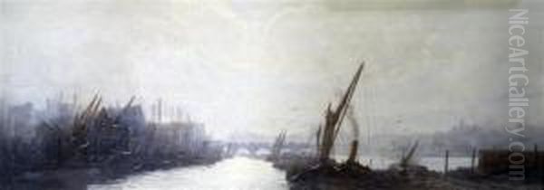 Thames From Blackfriars Oil Painting by Frederick E.J. Goff