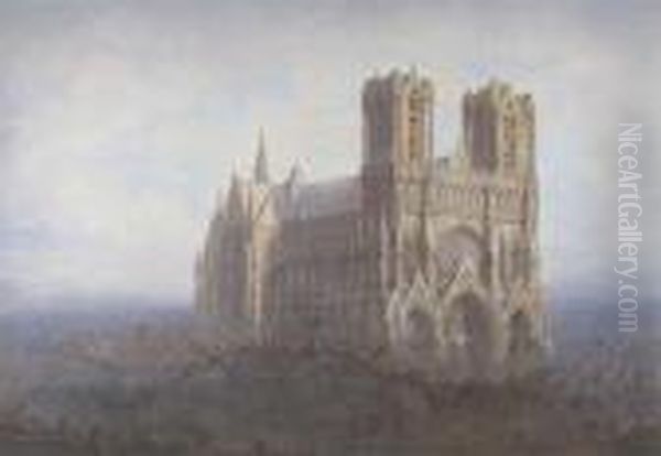 Rheims Cathedral Oil Painting by Frederick E.J. Goff