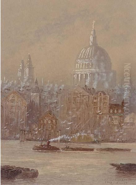 St. Paul's From Bankside Oil Painting by Frederick E.J. Goff