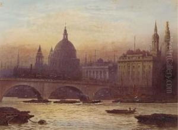 London Bridge Oil Painting by Frederick E.J. Goff