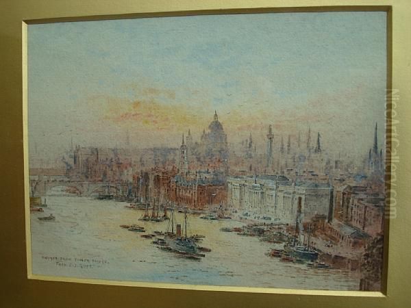 The Thames From Tower Bridge Oil Painting by Frederick E.J. Goff