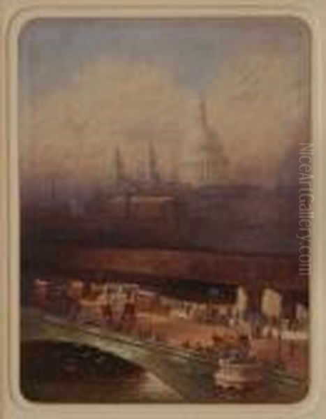 Blackfriars Bridge Oil Painting by Frederick E.J. Goff