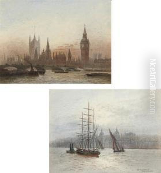 Westminster; And Off Greenwich Oil Painting by Frederick E.J. Goff