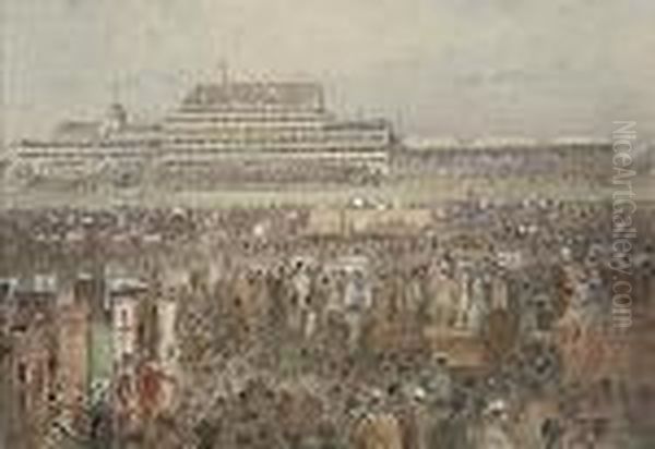 Derby Day, Epsom Oil Painting by Frederick E.J. Goff