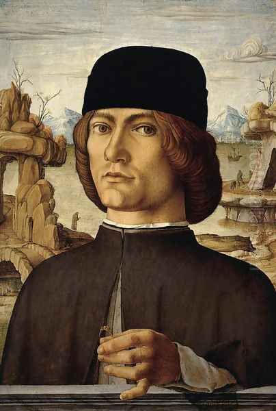 Portrait of a Man Holding a Ring Oil Painting by Francesco Del Cossa