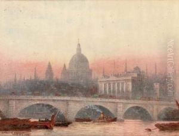 London Bridge Oil Painting by Frederick E.J. Goff