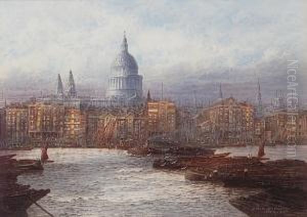 St Paul's Cathedral From Bankside Oil Painting by Frederick E.J. Goff