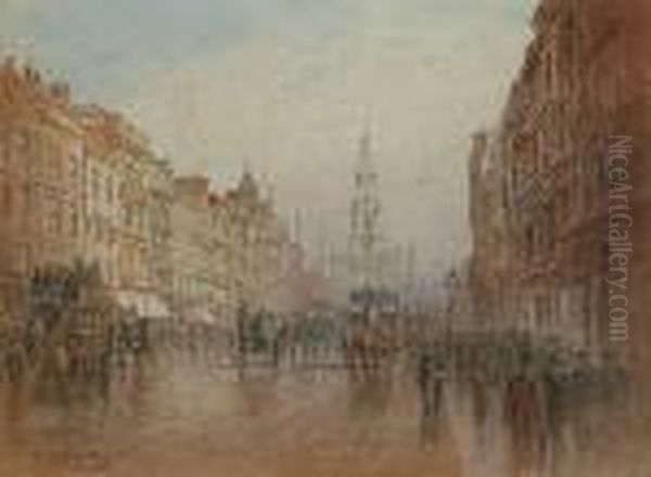 The Strand; Charing Cross Oil Painting by Frederick E.J. Goff