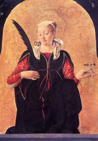 St Lucy (Griffoni Polyptych) 1473 Oil Painting by Francesco Del Cossa