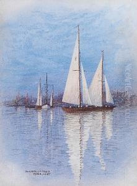 Sailing Boats At Burnham On Crouch Oil Painting by Frederick E.J. Goff