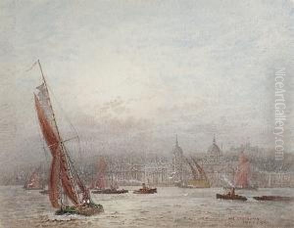 Off Greenwich Oil Painting by Frederick E.J. Goff