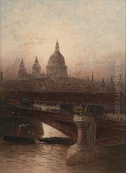 St. Pauls From The River Oil Painting by Frederick E.J. Goff