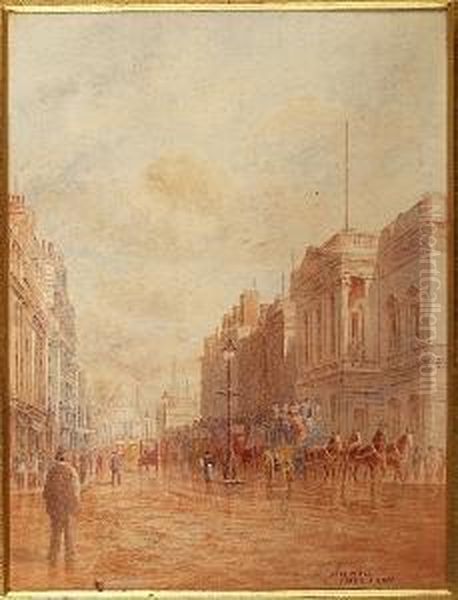 Pall Mall Street Scene; View Of Gloucester Cathedral From The River Severn, Two Oil Painting by Frederick E.J. Goff