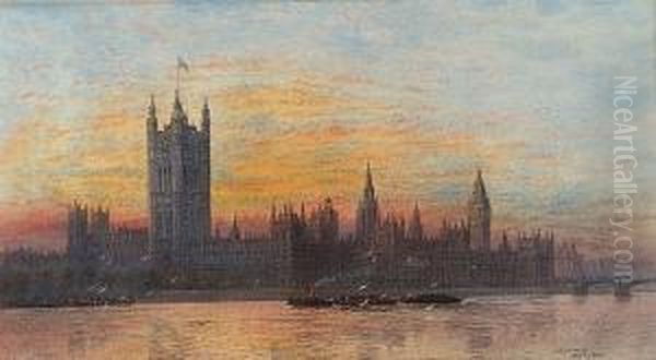 Westminster, Sunset Oil Painting by Frederick E.J. Goff