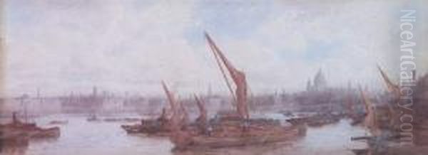 Thames From Waterloo Bridge Oil Painting by Frederick E.J. Goff