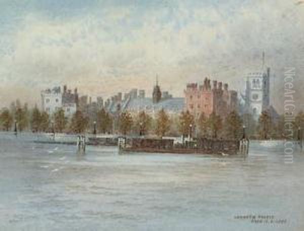 Broadway Wharf, Limehouse; And Lambeth Palace Oil Painting by Frederick E.J. Goff