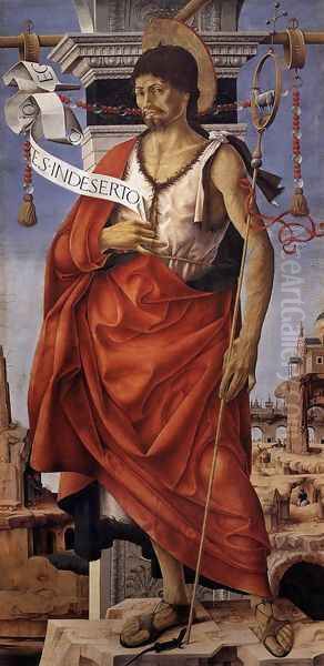 St John the Baptist (Griffoni Polyptych) 1473 Oil Painting by Francesco Del Cossa