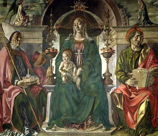 The Virgin and Saints, 1474 Oil Painting by Francesco Del Cossa