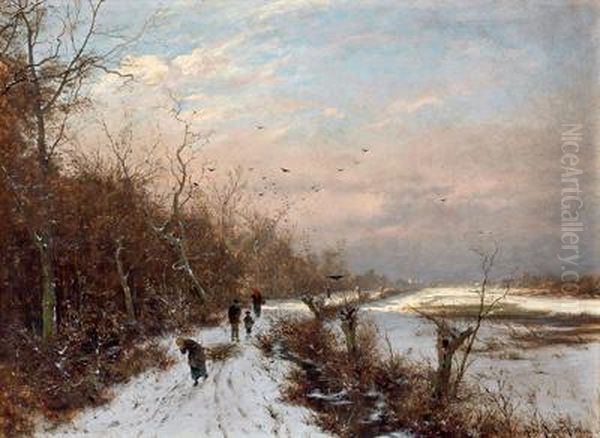 Winterlandschaft Mit Reisigsammlern Oil Painting by Heinrich Gogarten