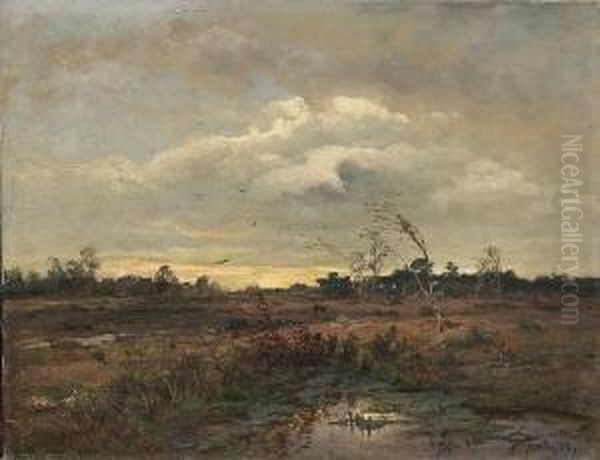 Herbstliche
 Moorlandschaft. Oil Painting by Heinrich Gogarten