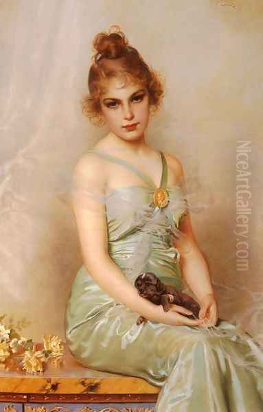 The Wounded Puppy Oil Painting by Vittorio Matteo Corcos