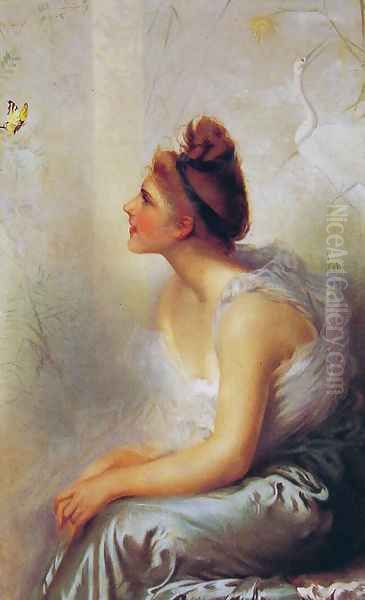 Beauty and the Butterfly Oil Painting by Vittorio Matteo Corcos