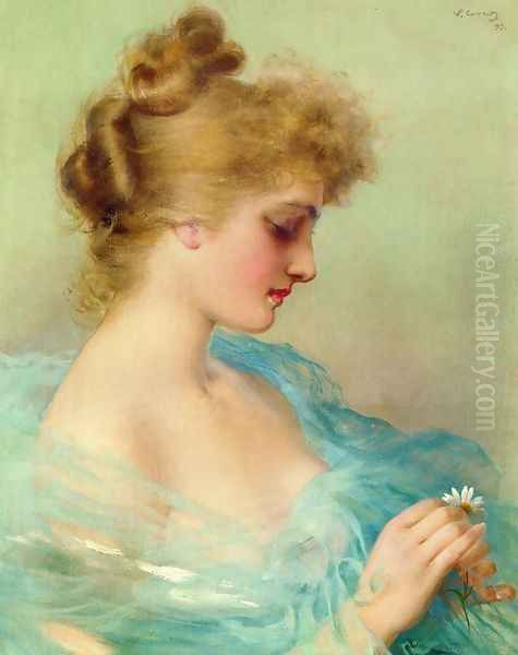 He Loves Me, He Loves Me Not Oil Painting by Vittorio Matteo Corcos