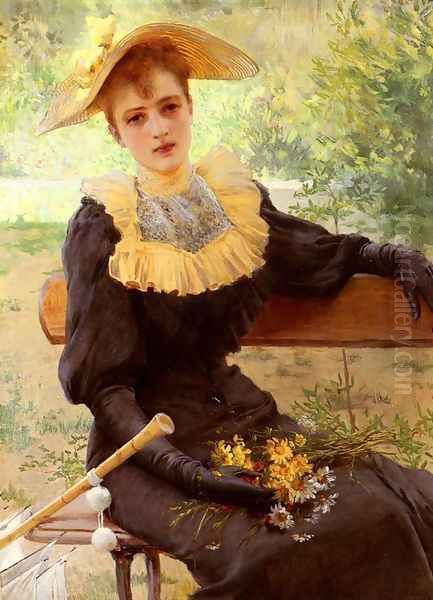 In The Garden Oil Painting by Vittorio Matteo Corcos