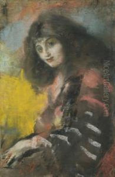 Ritratto Di Fanciulla Oil Painting by Emilio Gola