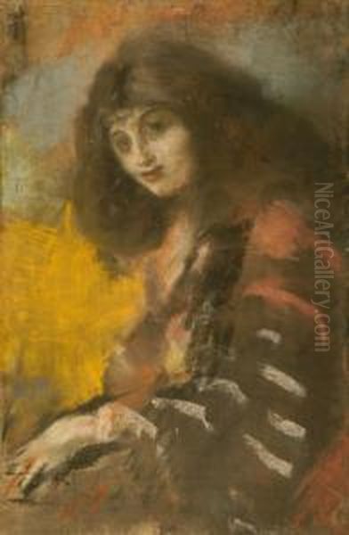 Ritratto Di Fanciulla Oil Painting by Emilio Gola